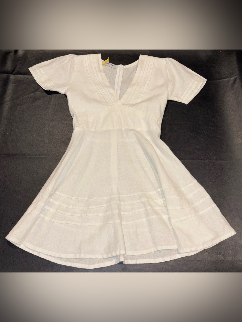 Pampelone The Ella White 100% Linen Mini Dress Coastal Cowgirl Minimalist Sz XS - Picture 5 of 8
